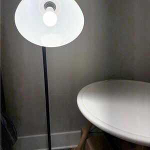 Modern White Round Side Table with Light Wood Legs